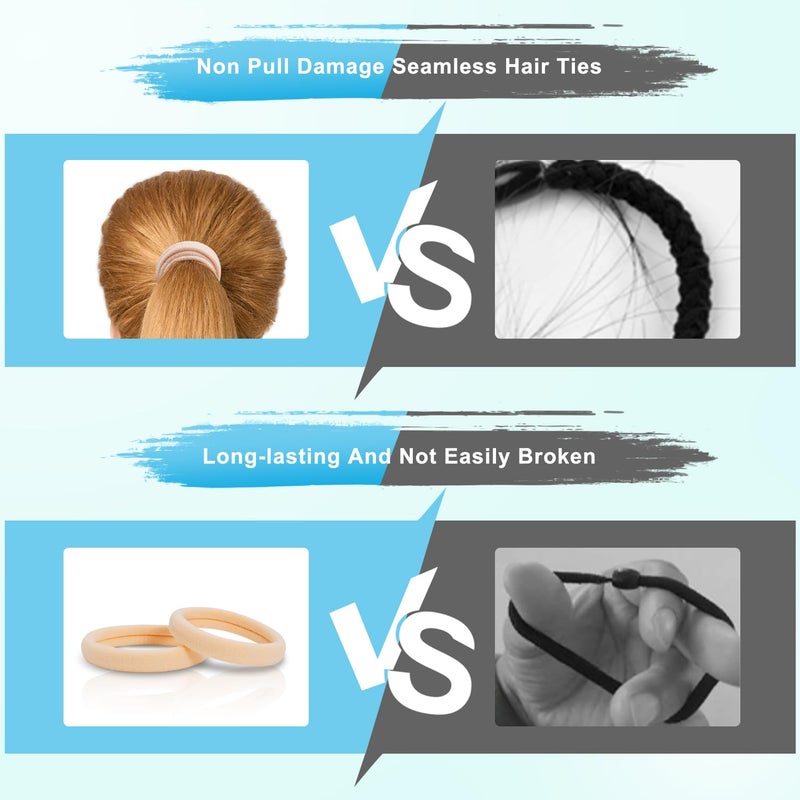 IKOCO 150PCS Blonde Seamless Hair Ties, Hair Ties No Damage, Cotton Seamless Ponytail Holders - Image 5